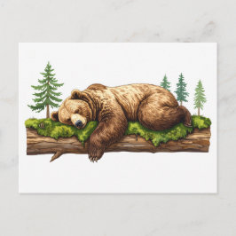 Illustration des friedlichen Schlaf-Grizzly-Bärenw Postkarte