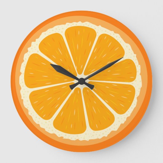Illustration des frischen Orangensafts von Zitrone Große Wanduhr (Vorderseite)