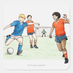 Illustration des Fußballspielerspielens Quadratischer Aufkleber