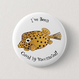 Illustration des Gelben Boxfischs-Cartoon Button