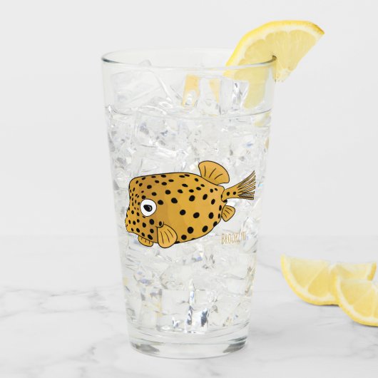 Illustration des Gelben Boxfischs-Cartoon Glas (Rückseite Ice)