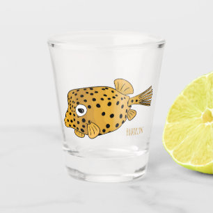 Illustration des Gelben Boxfischs-Cartoon Schnapsglas