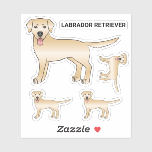 Illustration des Gelben Labradors Retriever Cartoo Aufkleber (Blatt)