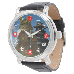 Illustration des gepanzerten Katzenkriegers Armbanduhr