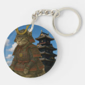 Illustration des gepanzerten Katzenkriegers Schlüsselanhänger (Rückseite)