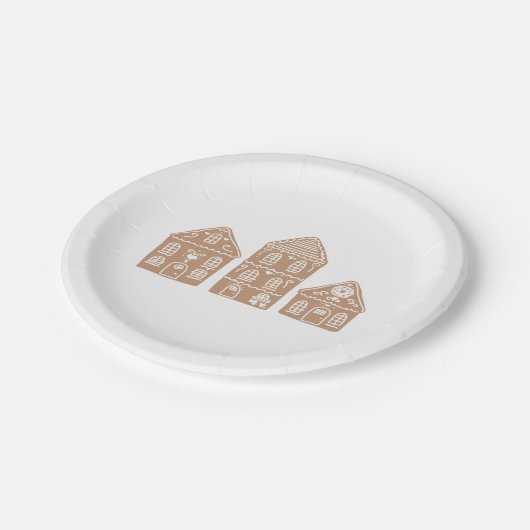 Illustration des Gingerbread House Village Pappteller (Schrägansicht)