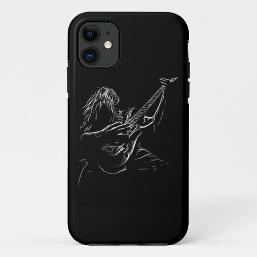 Illustration des Gitarrenspielers aus Schwarz und Case-Mate iPhone Hülle (Rückseite)