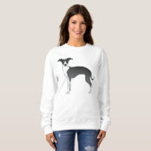 Illustration des Grauhundes aus Schwarz und Weiß Sweatshirt (Vorne ganz)