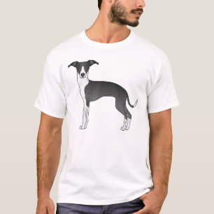 Illustration des Grauhundes aus Schwarz und Weiß T-Shirt