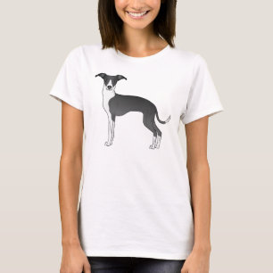 Illustration des Grauhundes aus Schwarz und Weiß T-Shirt