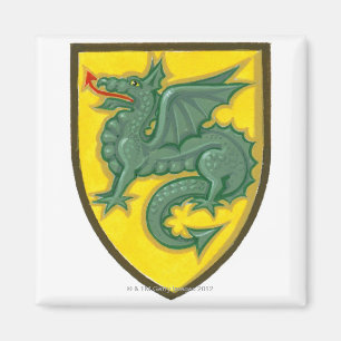 Illustration des grünen Drachens, der rot bleibt Magnet