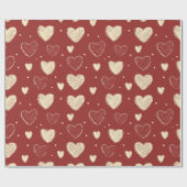 Illustration des handGezeichnet beigen roten Herzm Geschenkpapier (Flach)