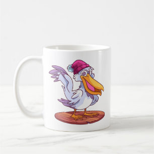 Illustration des handgezeichneten Pelikan-Cartoon  Kaffeetasse