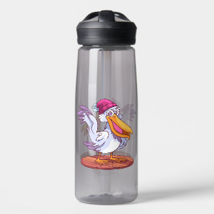 Illustration des handgezeichneten Pelikan-Cartoon Trinkflasche