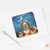 Illustration des Herbst-Wald-Friends-Bärenwaldes Quadratischer Aufkleber (Umschlag)