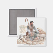 Illustration des Hirten, der sein verlorenes Schaf Magnet (Vorderseite/Rückseite)