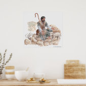 Illustration des Hirten, der sein verlorenes Schaf Poster (Küche)