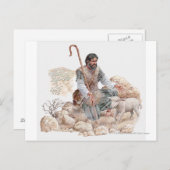 Illustration des Hirten, der sein verlorenes Schaf Postkarte (Vorne/Hinten)