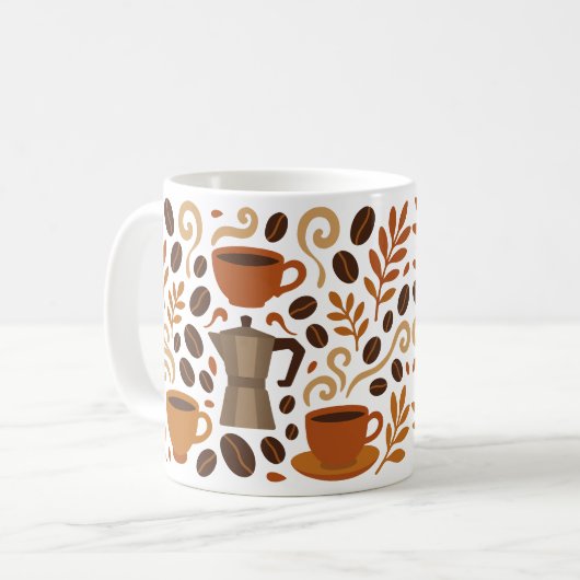 Illustration des Kaffees mit Bohnen Kaffeetasse (Vorderseite Links)