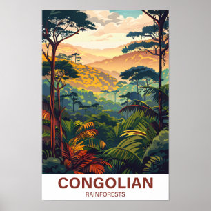 Illustration des kongolesischen Regenwaldes Reise Poster