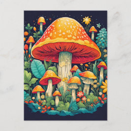 Illustration des kreativen Abstrakten Pilzwaldes Postkarte