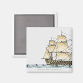 Illustration des Kriegsschiffs des späten 18. Jahr Magnet (Vorderseite/Rückseite)