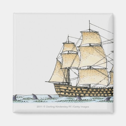 Illustration des Kriegsschiffs des späten 18. Jahr Magnet (Vorne)