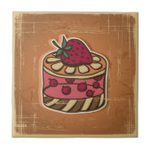 Illustration des Kuchens in der Retro Art Fliese (Vorderseite)