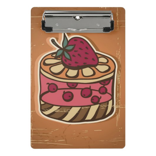 Illustration des Kuchens in der Retro Art Mini Klemmbrett (Vorderseite)