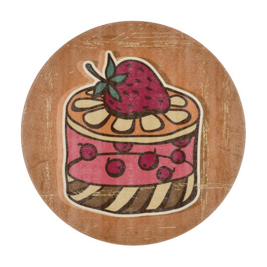 Illustration des Kuchens in der Retro Art Schneidebrett (Vorderseite)