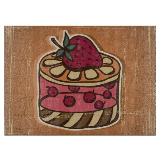 Illustration des Kuchens in der Retro Art Schneidebrett (Vorderseite)