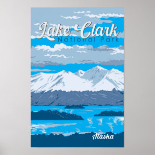 Illustration des Lake Clark National Parks - Reise Poster