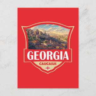 Illustration des Landes Georgien im Retro-Stil Postkarte
