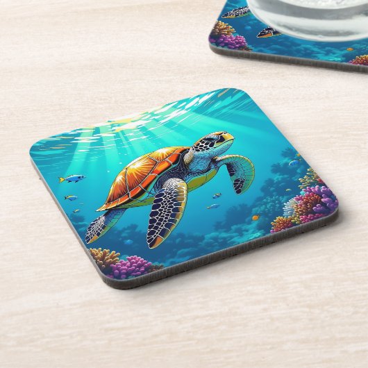 Illustration des lebendigen Meeres von Meeresschil Getränkeuntersetzer (Linke Seite)