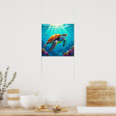 Illustration des lebendigen Meeres von Meeresschil Poster (Küche)