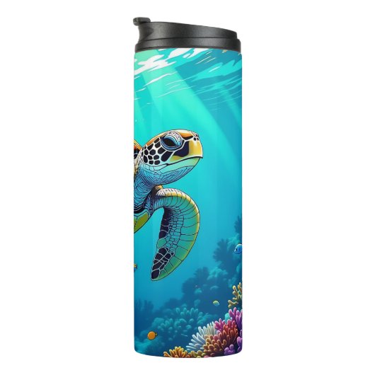 Illustration des lebendigen Meeres von Meeresschil Thermosbecher (Nach rechts gedreht)