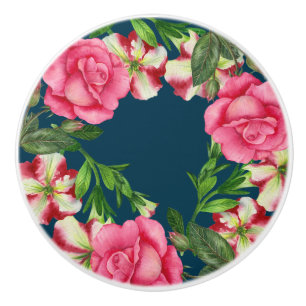 Illustration des lebendigen, rosa Blumenkreides Keramikknauf