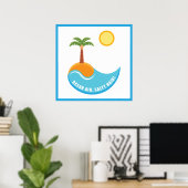 Illustration des lebendigen Strandes und des Meere Poster (Heimbüro)