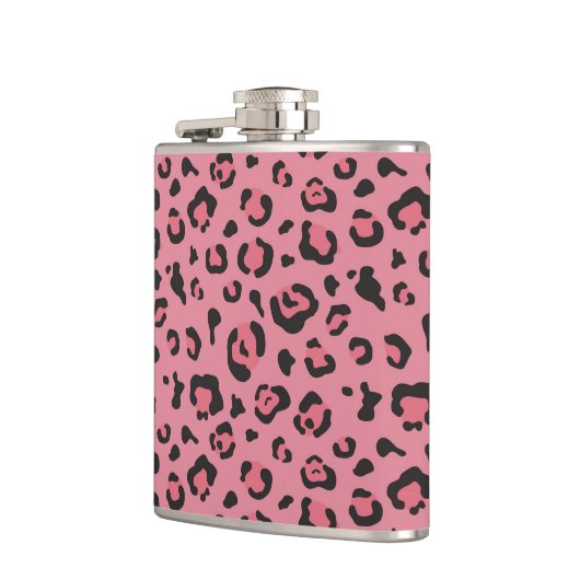 Illustration des Leopard-Rosa-Tieres Flachmann (Links)