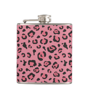 Illustration des Leopard-Rosa-Tieres Flachmann