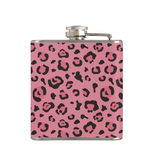 Illustration des Leopard-Rosa-Tieres Flachmann (Rückseite)