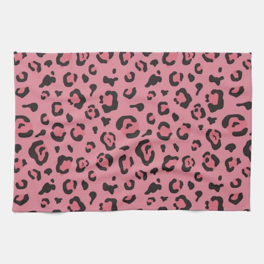 Illustration des Leopard-Rosa-Tieres Geschirrtuch (Horizontal)