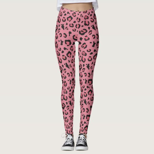 Illustration des Leopard-Rosa-Tieres Leggings (Vorderseite)