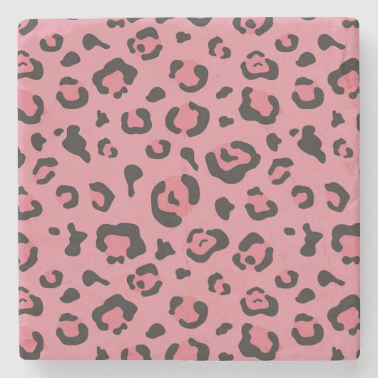 Illustration des Leopard-Rosa-Tieres Steinuntersetzer (Vorderseite)