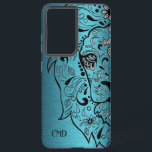 Illustration des Löwenkopfes zum Hintergrund des M Samsung Galaxy Hülle<br><div class="desc">Ein elegantes,  modernes Bild eines metallisch blauen Hintergrunds mit einer lionenkopfzuckerkunstbildeur.</div>