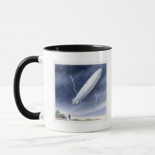 Illustration des Luftschiffs, das durch Blitz Tasse (Links)