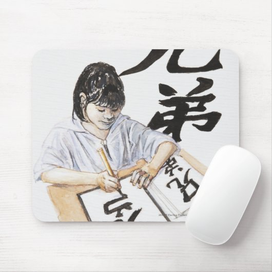 Illustration des Mädchens großes chinesisches Mousepad (Mit Mouse)