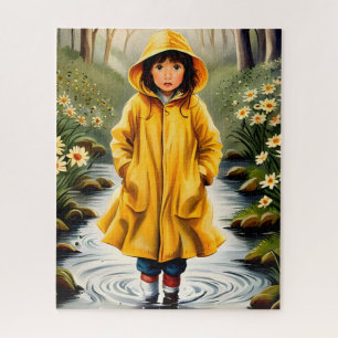 Illustration des Mädchens in gelbem Raincoat Puzzle