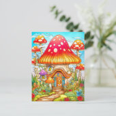 Illustration des Magischen Mushroom House Postkarte (Stehend Vorderseite)