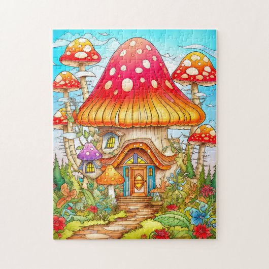 Illustration des Magischen Mushroom House Puzzle (Vertikal)